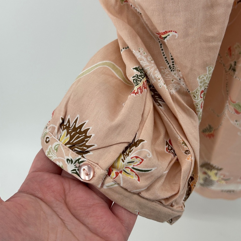 Martha Stewart Leah Floral Peasant Peach Pink Cotton Stretch Blouse 3X Spring - Picture 4 of 10